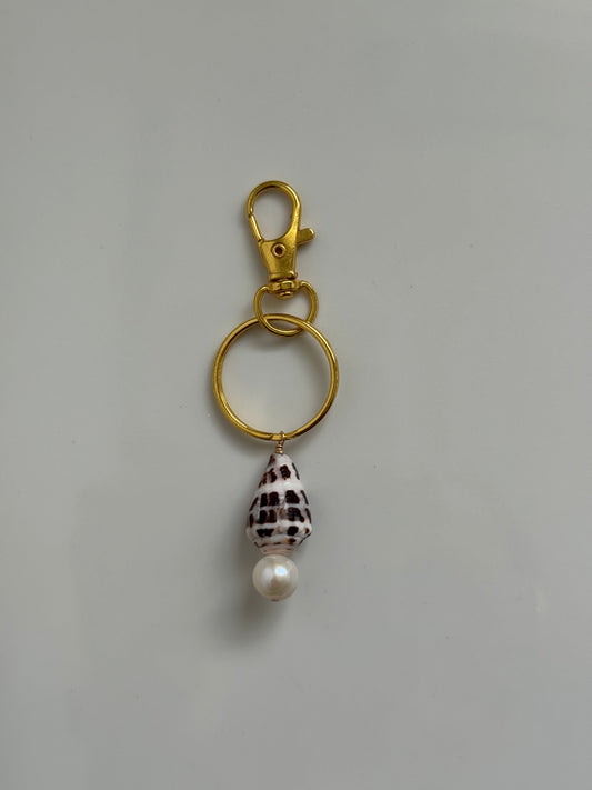 Hebrew & Pearl Keychain
